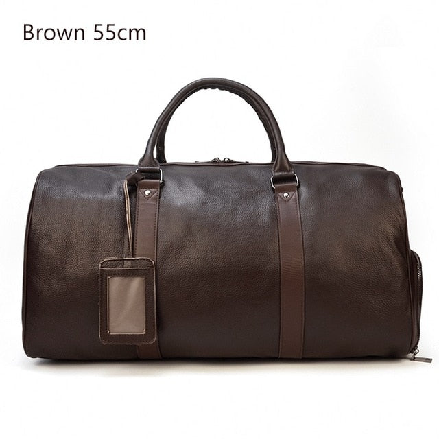 Genuine Leather Men / Women Travel Bag - Brown(55cm) / Russian Federation - Brown(55cm) / China