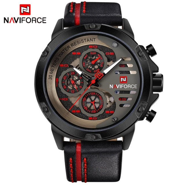 NAVIFORCE Mens Luxury Watch - Black Red