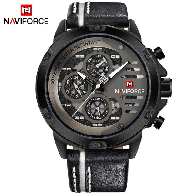 NAVIFORCE Mens Luxury Watch - Black White