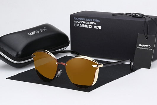 BANNED 1976 Luxury Women Sunglasses - tea / Full leather box