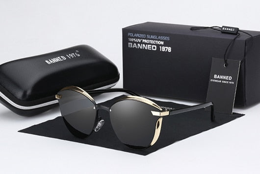 BANNED 1976 Luxury Women Sunglasses - black / Full leather box