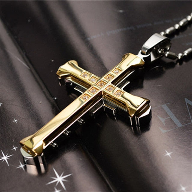 Cross & Nail Necklace - gold / 60cm