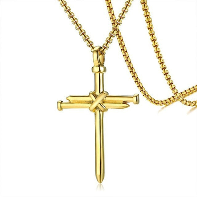 Cross & Nail Necklace - gold 2 / 60cm