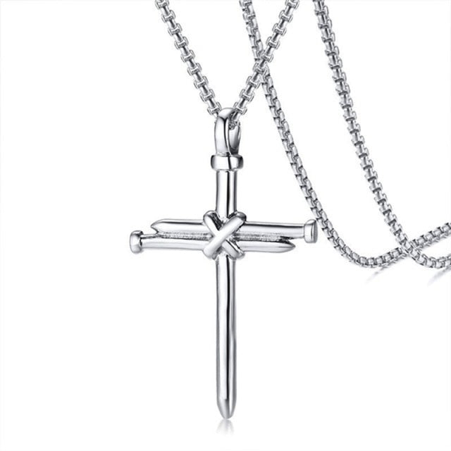 Cross & Nail Necklace - silver 2 / 60cm