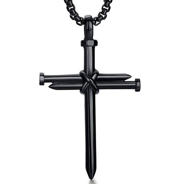 Cross & Nail Necklace - black 2 / 60cm