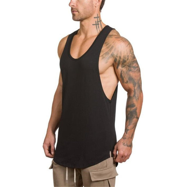 Gym Clothing Cotton Tank Top - Black / XL - Black / L - Black / M - Black / XXL