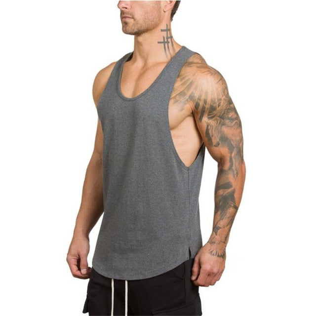 Gym Clothing Cotton Tank Top - Dark Grey / XL - Dark Grey / L - Dark Grey / M - Dark Grey / XXL