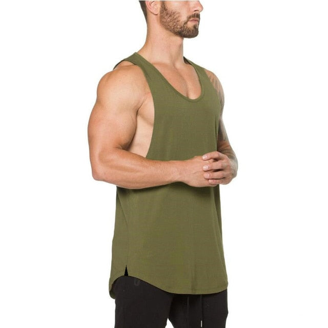 Gym Clothing Cotton Tank Top - Army Green / XL - Army Green / L - Army Green / M - Army Green / XXL