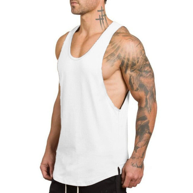 Gym Clothing Cotton Tank Top - White / XL - White / L - White / M - White / XXL