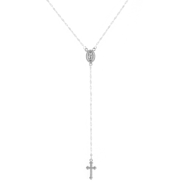 New Vintage Gold/Rose Cross Rosary Pendant - Silver