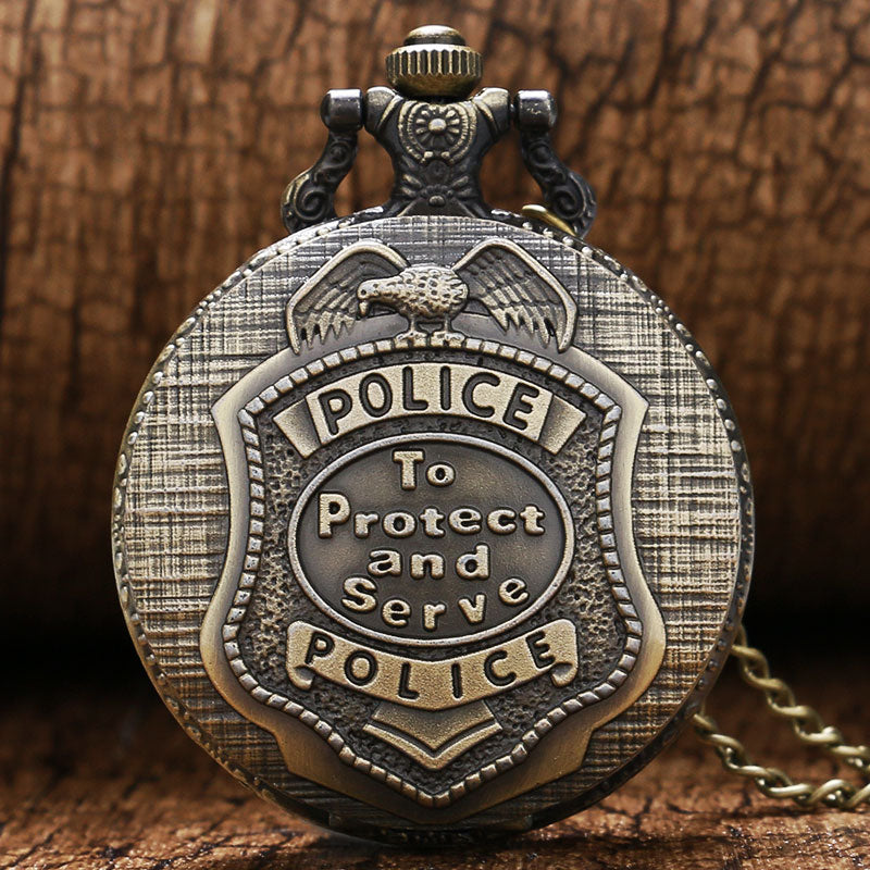 Vintage Bronze Pocket Watch “To Protect and Serve”