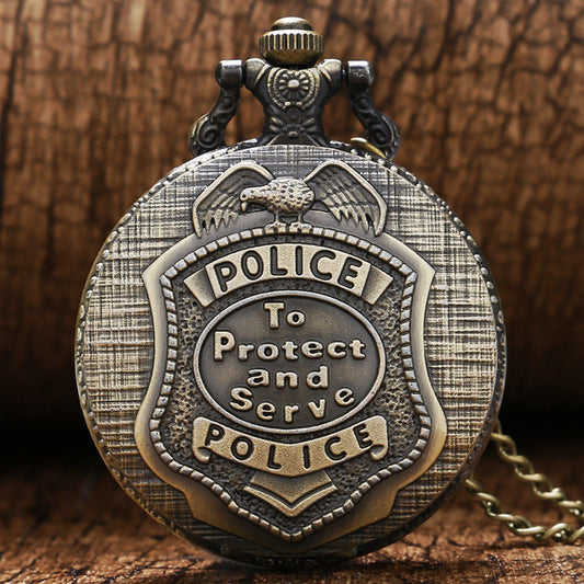 Vintage Bronze Pocket Watch “To Protect and Serve”