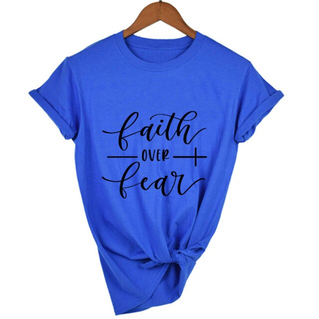 Faith Over Fear Women’s T-Shirt - D327-FSTBU- / M - D327-FSTBU- / S - D327-FSTBU- / XXL - D327-FSTBU- / XL - D327-FSTBU- / L