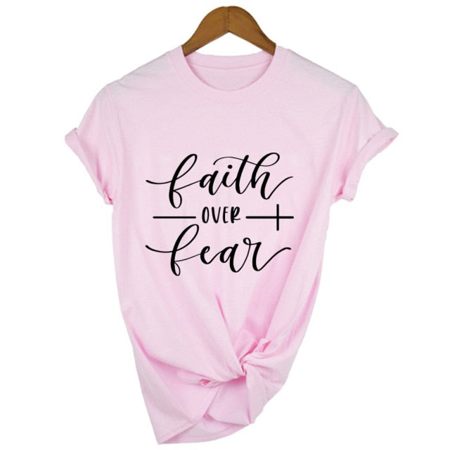 Faith Over Fear Women’s T-Shirt - D327-FSTPK- / L - D327-FSTPK- / M - D327-FSTPK- / S - D327-FSTPK- / XXL - D327-FSTPK- / XL