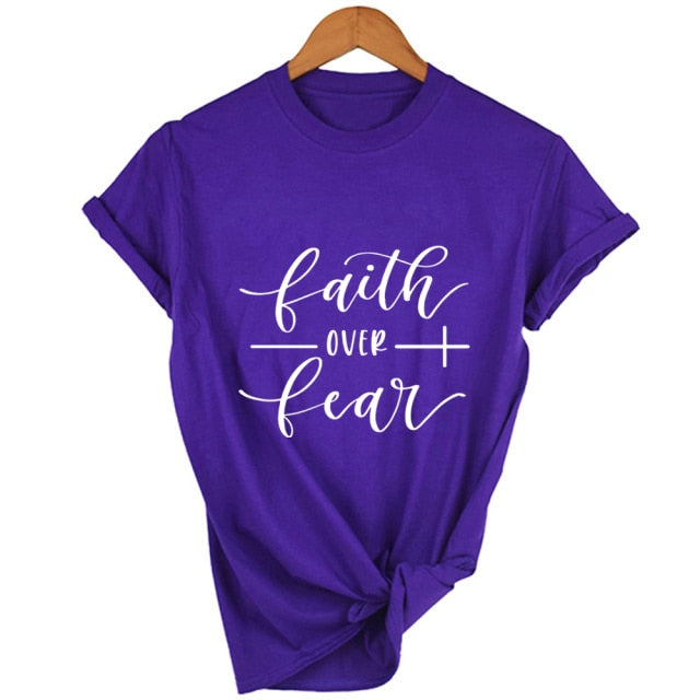 Faith Over Fear Women’s T-Shirt - 33W6-FSTPP- / XXL - 33W6-FSTPP- / XL - 33W6-FSTPP- / L - 33W6-FSTPP- / M - 33W6-FSTPP- / S