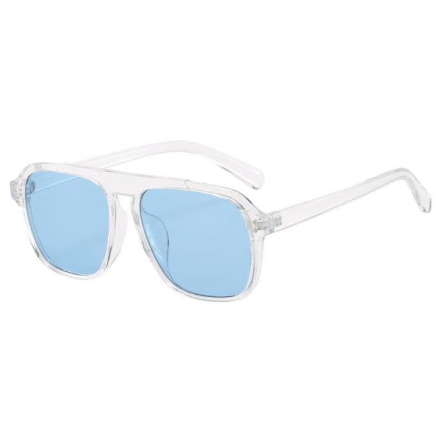 SO&EI Oversized Square Women Sunglasses - Transparent blue