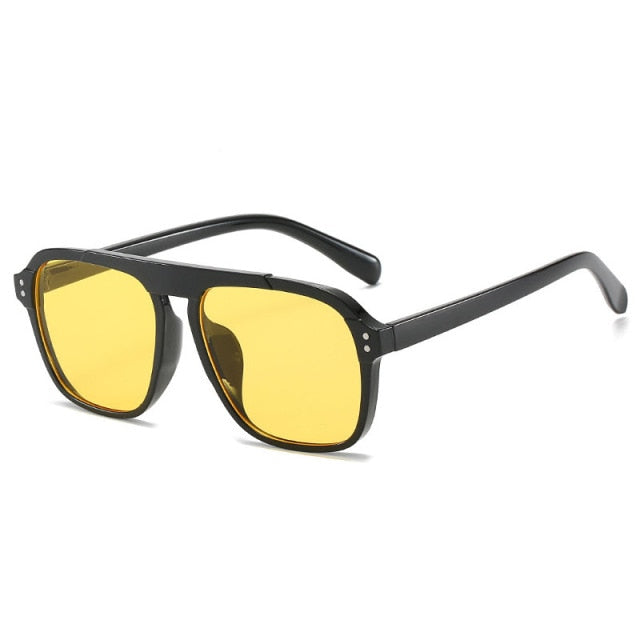 SO&EI Oversized Square Women Sunglasses - Black yellow