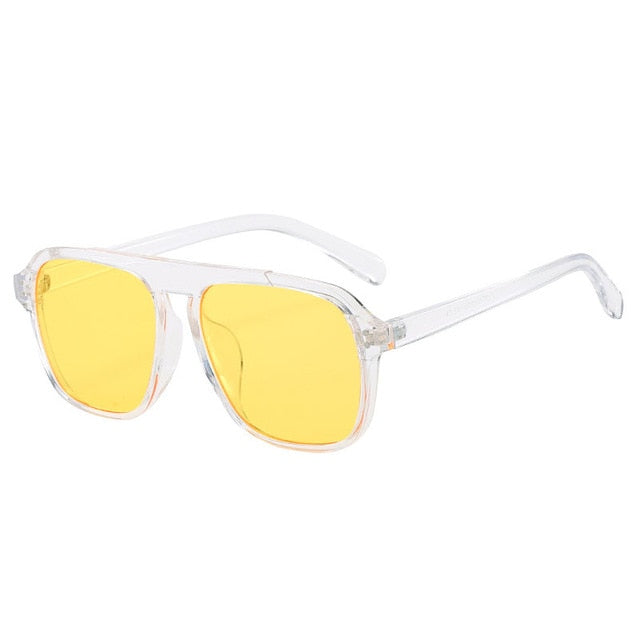 SO&EI Oversized Square Women Sunglasses - Transparent yellow