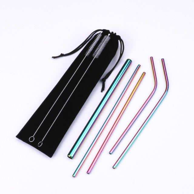 7 Pcs  Reusable Stainless Steel Drinking Straw - 7pcs-Multicolor / United States - 7pcs-Multicolor / China