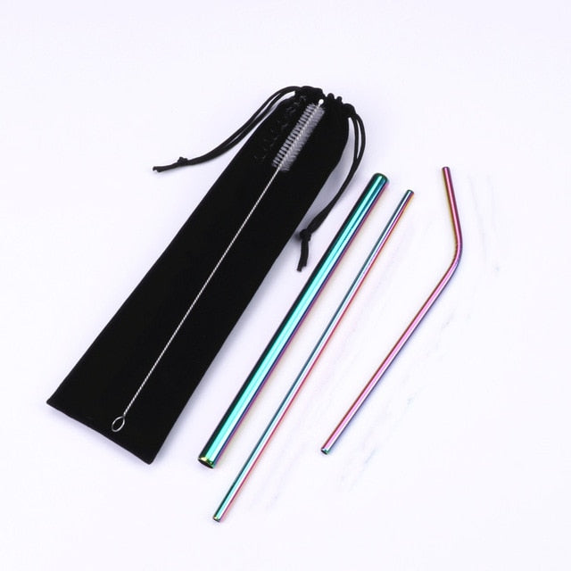 7 Pcs  Reusable Stainless Steel Drinking Straw - 4Pcs-Multicolor / United States - 4Pcs-Multicolor / China