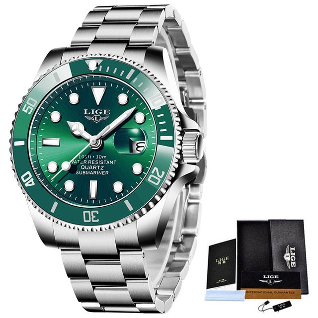 LIGE Luxury Diver Watch - Silver green / SPAIN - Silver green / China - Silver green / Russian Federation