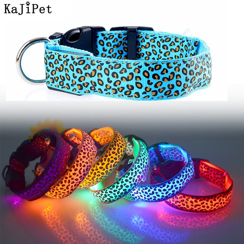 Leopard Print LED Dog Collar