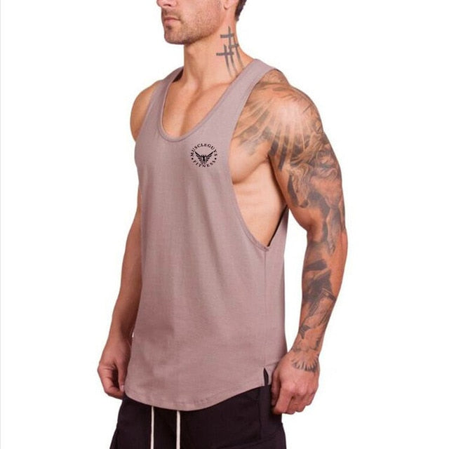 Gym Clothing Cotton Tank Top - Khaki01 / XL - Khaki01 / L - Khaki01 / M - Khaki01 / XXL