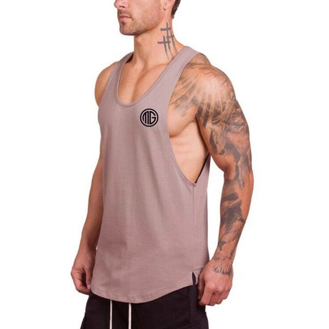 Gym Clothing Cotton Tank Top - Khaki02 / XL - Khaki02 / L - Khaki02 / M - Khaki02 / XXL