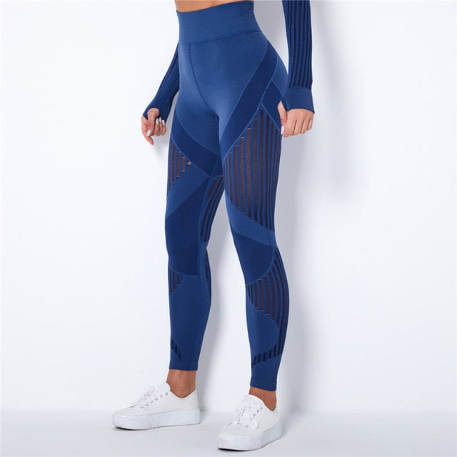 Seamless High Waist Leggings - blue / L - blue / M - blue / S - blue / XS