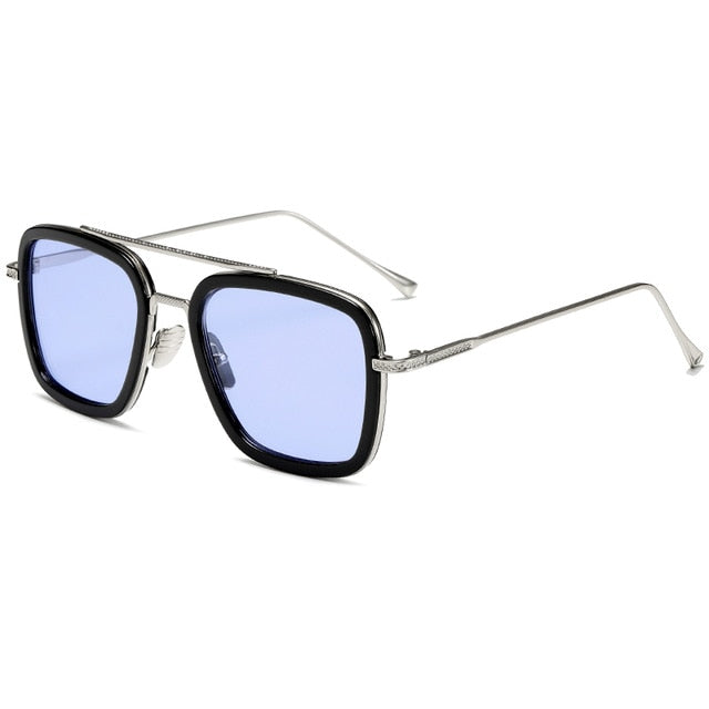 Tony Stark Style Sunglasses for Women or Men - C11Silver Blue