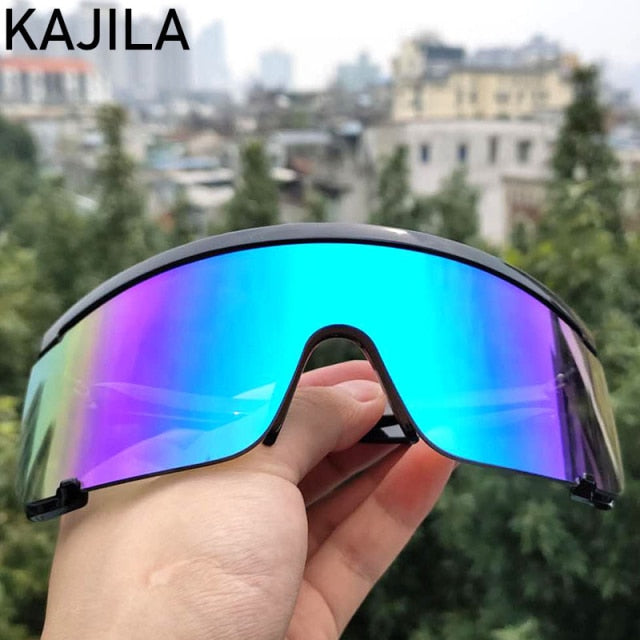 Sports Men Sunglasses - Black Blue Film / With a bag