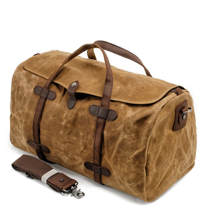 MUCHUAN Vintage Canvas Leather Duffle Bag