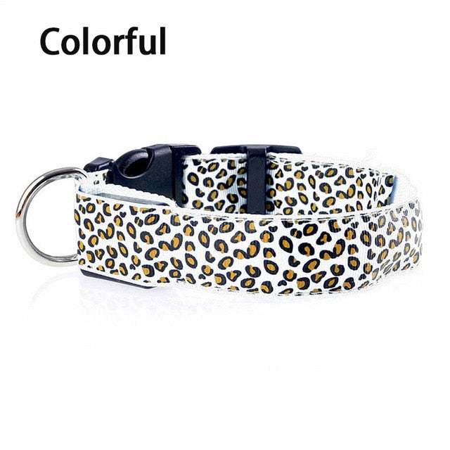 Leopard Print LED Dog Collar - 7 Colors / S 35-43cm - 7 Colors / M 40-48cm - 7 Colors / L 45-52cm - 7 Colors / XL 52-60cm