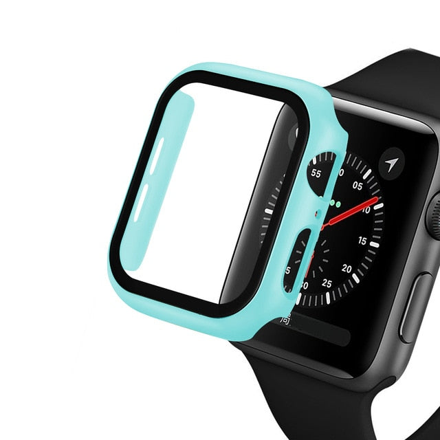 Glass+case For Apple Watch - Wathet / Series 123 38MM - Wathet / Series 4 5 6 40MM - Wathet / Series 123 42MM - Wathet / Series 4 5 6  44MM