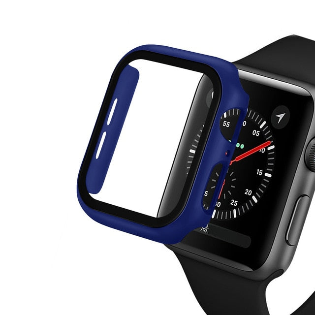 Glass+case For Apple Watch - Midnight blue / Series 123 38MM - Midnight blue / Series 4 5 6 40MM - Midnight blue / Series 123 42MM - Midnight blue / Series 4 5 6  44MM