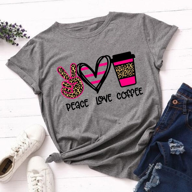 Peace Love Coffee T-Shirt - 906N-ff-422-1-2 / XXS - 906N-ff-422-1-2 / XL - 906N-ff-422-1-2 / XXL - 906N-ff-422-1-2 / XS - 906N-ff-422-1-2 / S - 906N-ff-422-1-2 / M - 906N-ff-422-1-2 / L