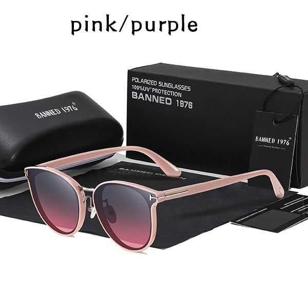 2021 Polarized Women’s Fashion Sunglasses - purple gradient / full package