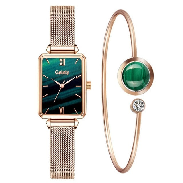 Gaiety Women Fashion Quartz Watch with Bracelet - 2pcs Mesh Watch Set 3