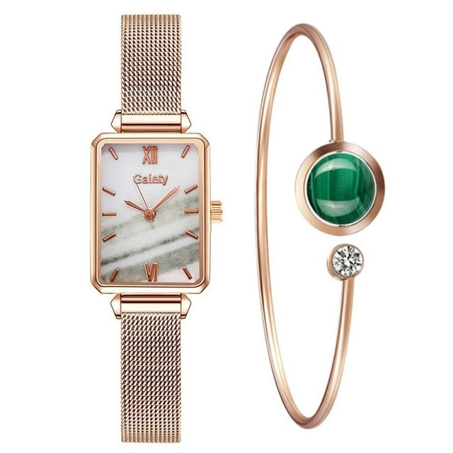 Gaiety Women Fashion Quartz Watch with Bracelet - 2pcs Mesh Watch Set 5