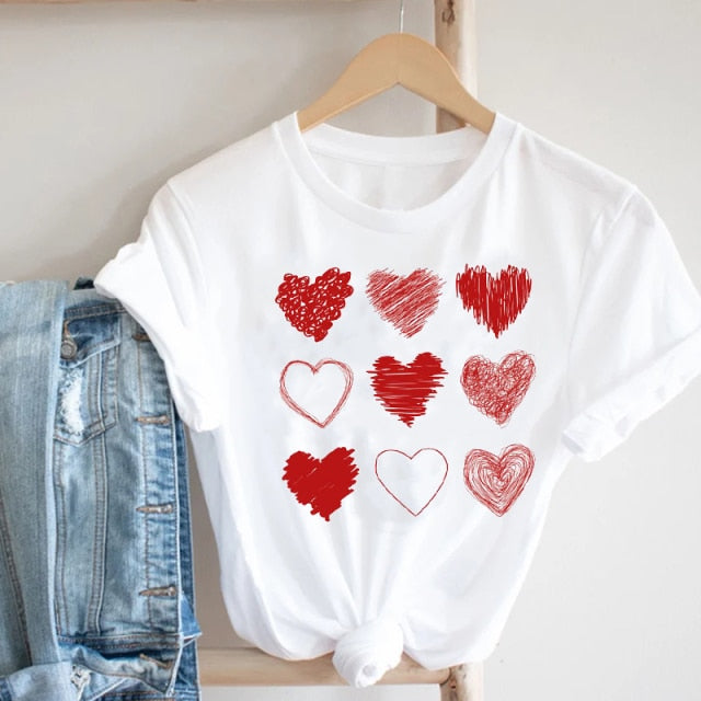 Variety Selection Valentine's Day Heart T-shirt - GJS24339 / M - GJS24339 / L - GJS24339 / S - GJS24339 / XXXL - GJS24339 / 4XL - GJS24339 / XL - GJS24339 / XXL