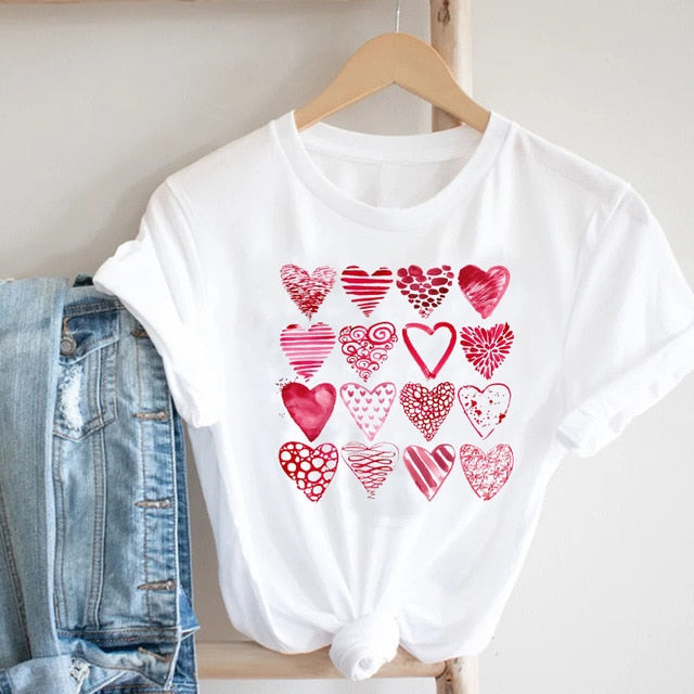 Variety Selection Valentine's Day Heart T-shirt - GJS24340 / L - GJS24340 / XL - GJS24340 / S - GJS24340 / M - GJS24340 / 4XL - GJS24340 / XXL - GJS24340 / XXXL