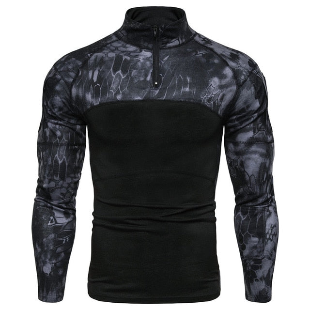 Mens Camouflage Tactical Shirt - black / XXL - black / XL - black / XXXL - black / L - black / M