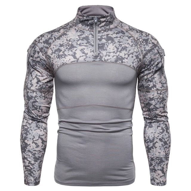 Mens Camouflage Tactical Shirt - grey / M - grey / XL - grey / L - grey / XXXL - grey / XXL