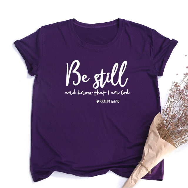 Be Still and Know That I Am God Women’s T-Shirt - Purple / L - Purple / XL - Purple / S - Purple / M - Purple / XXL