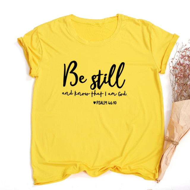 Be Still and Know That I Am God Women’s T-Shirt - Yellow / S - Yellow / XL - Yellow / XXL - Yellow / M - Yellow / L