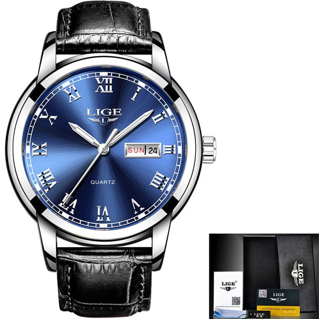 2021 LIGE New Men’s Watch - Silver blue L / China