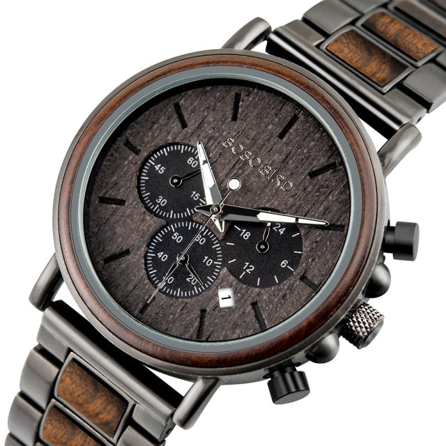 BOBO BIRD Luxury Wood & Stainless Steel Men Watch - Q26-1 / China - Q26-1 / SPAIN - Q26-1 / United States