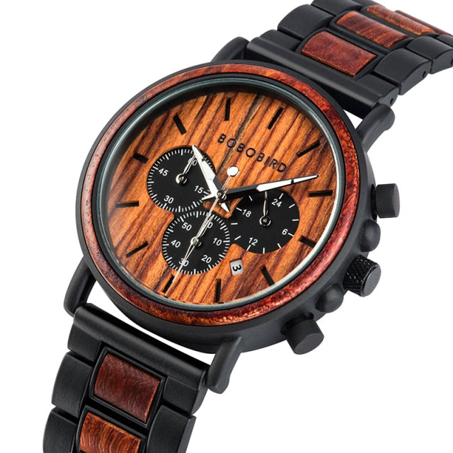 BOBO BIRD Luxury Wood & Stainless Steel Men Watch - P09-3 / SPAIN - P09-3 / United States - P09-3 / China