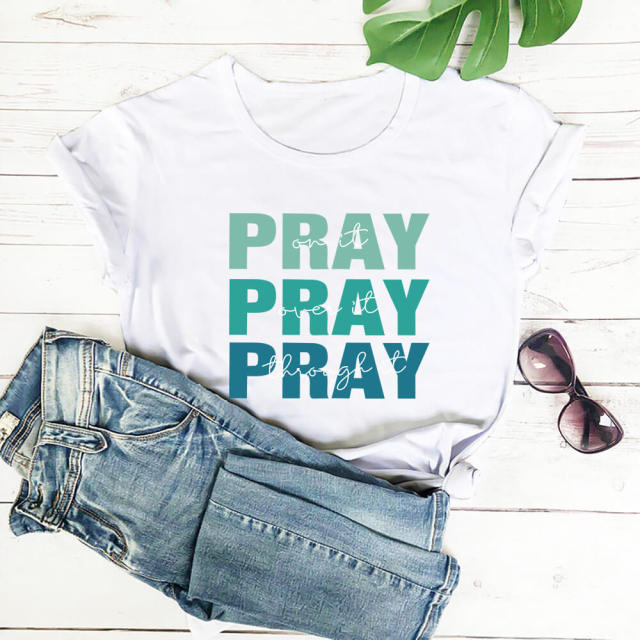 Pray Christian Printed Women’s Tshirt - White / XXXL / China - White / S / China - White / XL / China - White / XXL / China - White / M / China - White / L / China