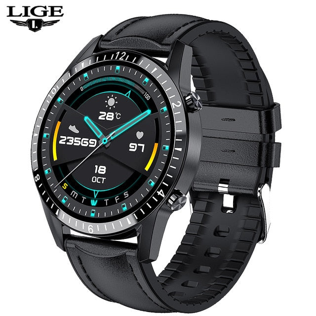 LIGE 2021 Touch Screen Steel Band Luxury Bluetooth Smart Watch - Blue / China